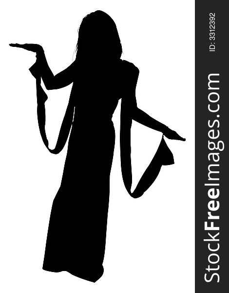 Silhouette over white with clipping path.  Egyptian woman. Silhouette over white with clipping path.  Egyptian woman.