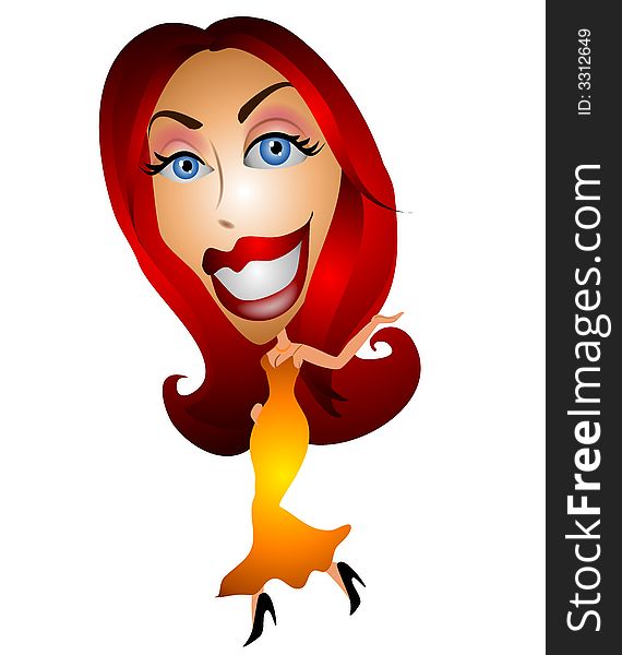 A clip art illustration of a red head caucasian woman holding her hand up. Could be used to hold a product of your choice which can be easily added, or she could be directing the viewer to look in a particular direction. A clip art illustration of a red head caucasian woman holding her hand up. Could be used to hold a product of your choice which can be easily added, or she could be directing the viewer to look in a particular direction