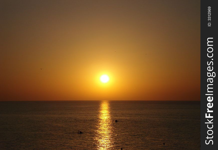 Sunset background for designers. yellow sun