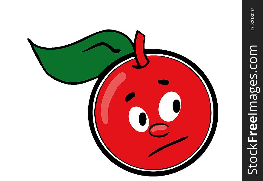 Isolated melancholy cherry - cartoon illustration. Isolated melancholy cherry - cartoon illustration