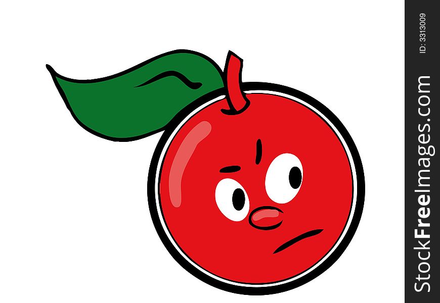 Isolated melancholy cherry - cartoon illustration. Isolated melancholy cherry - cartoon illustration