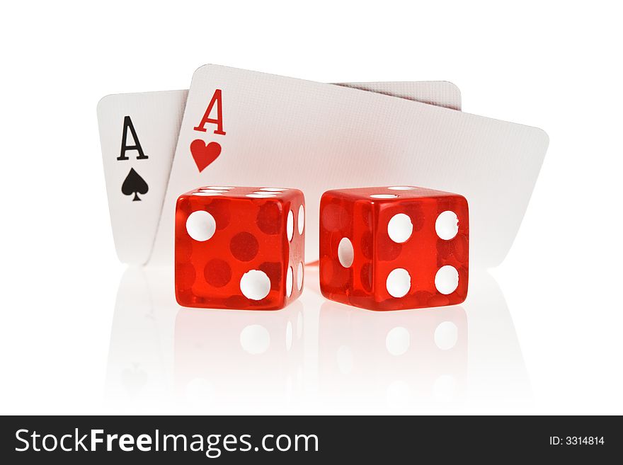 Pocket Aces Isolated on white background with reflection