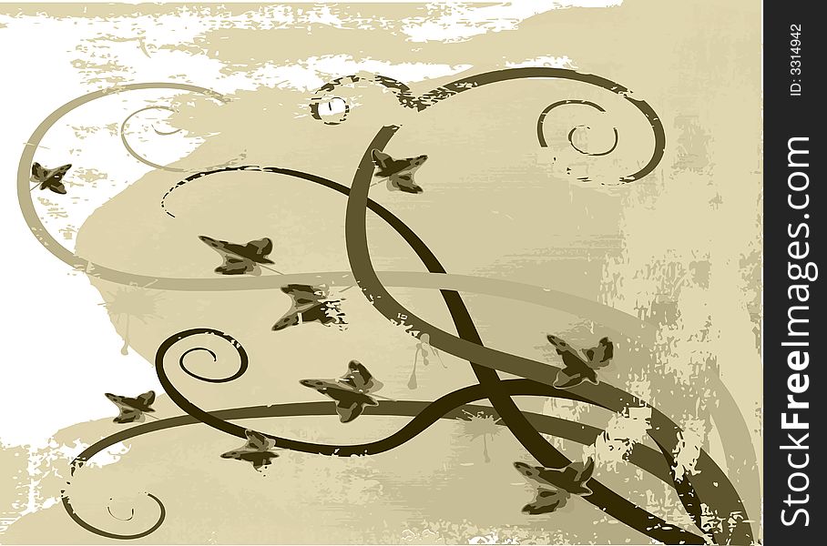 Grunge floral background,  illustration. Grunge floral background,  illustration