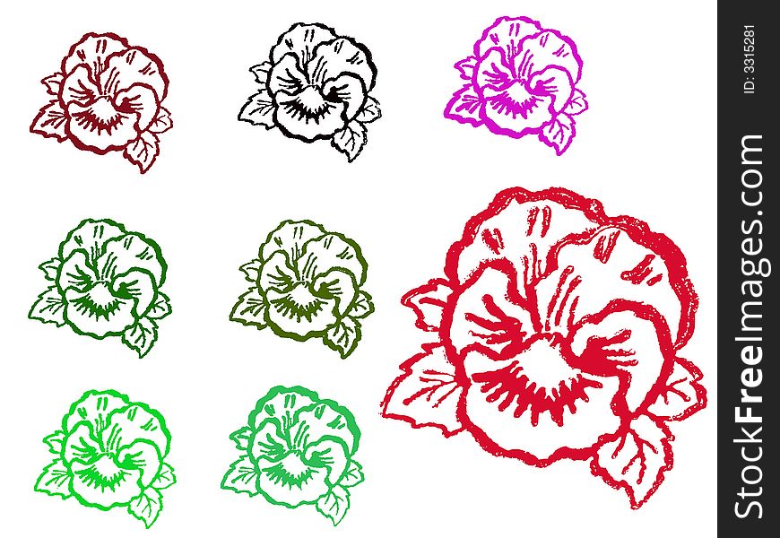 Grunge Stamps - Flowers (Transparent Vectors so they can be overlaid on to other illustrations etc). Grunge Stamps - Flowers (Transparent Vectors so they can be overlaid on to other illustrations etc)