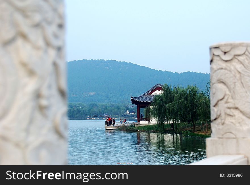 Pavilion near Yunlong lake, a good place for having a rest, also becoming a spectacle