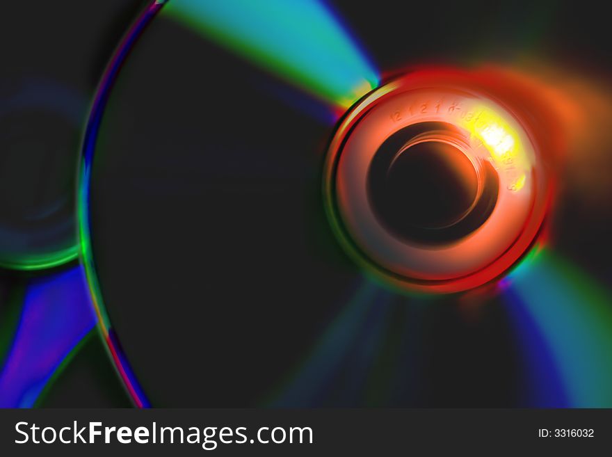 Rainbow cd disk with red glow