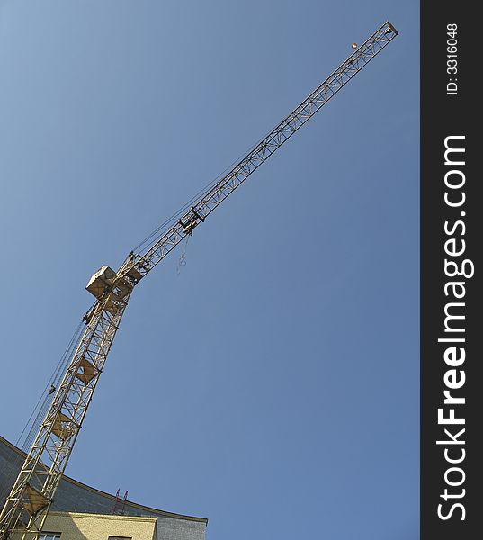 Building crane on construction vein high-rise building