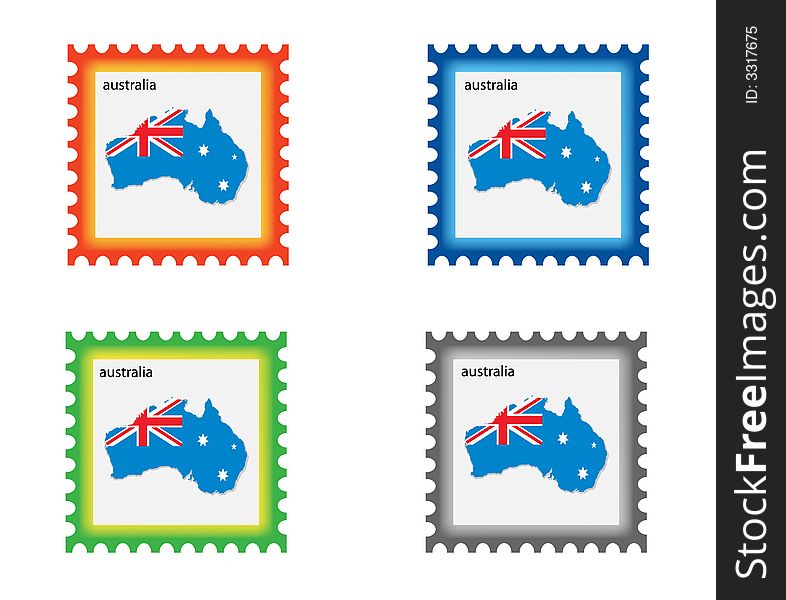 Illustration of stamp with Australia map