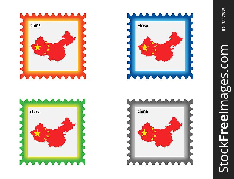 Illustration of stamp with China map