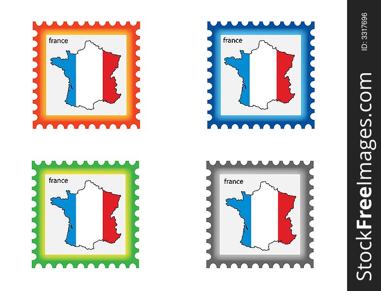 Illustration of stamp with France map