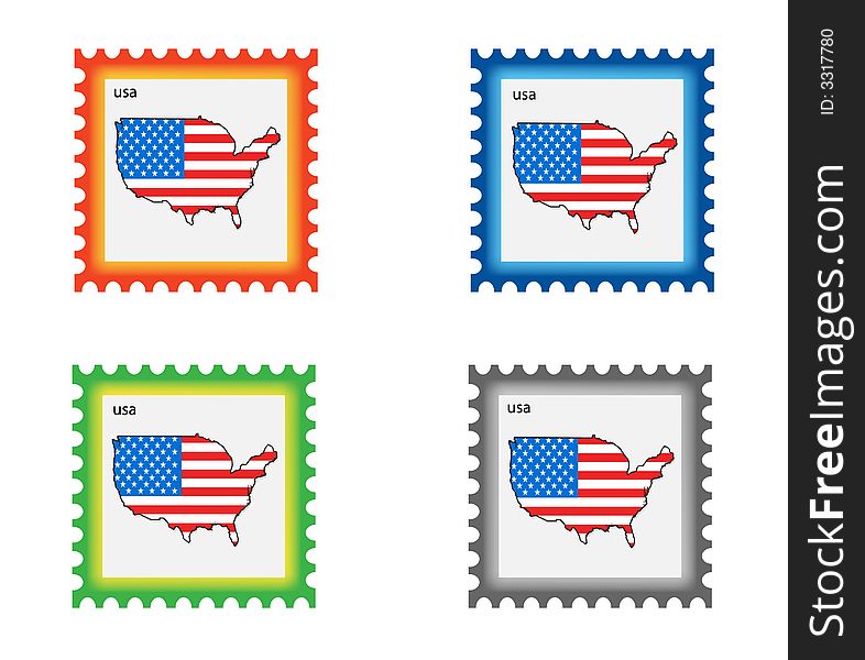 Illustration of stamp with USA map