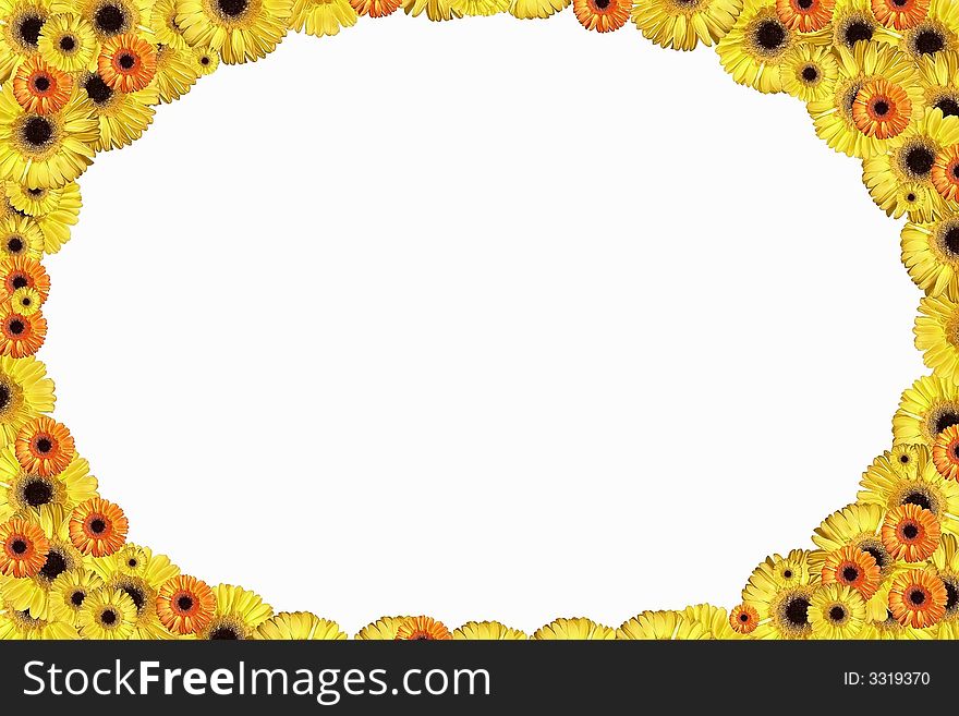 Oval border from gold flowers. Oval border from gold flowers.