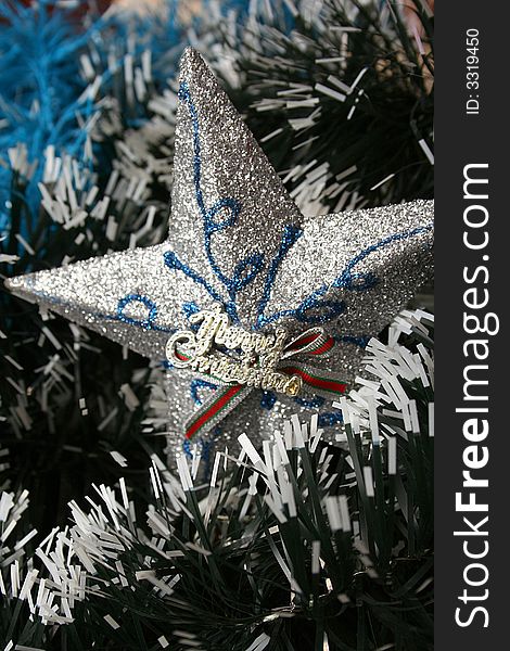 Merry christmas decoration star in christmas background