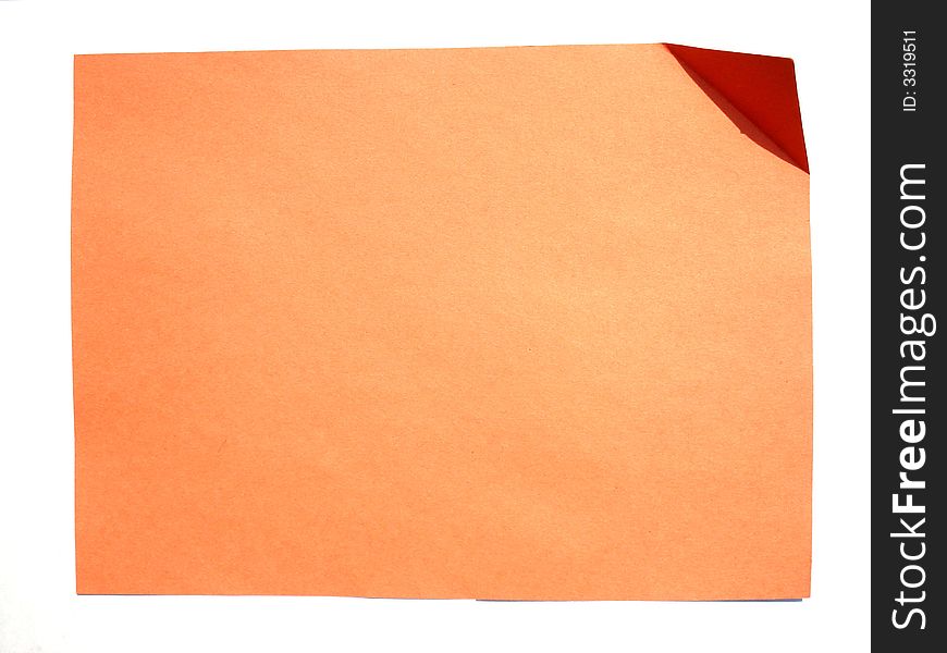 Orange paper isolated on white.