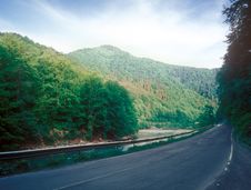 Road Through The Mountain. Stock Photo Road Through The Mountain. Stock Photo