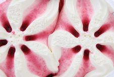 White Ice Cream Shaped Star And Red Syrop. Stock Photos White Ice Cream Shaped Star And Red Syrop. Stock Photos