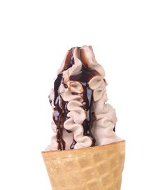 Ice Cream With Chocolate Topping. Close Up. Royalty Free Stock Photos Ice Cream With Chocolate Topping. Close Up. Royalty Free Stock Photos