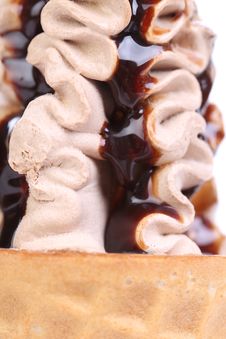 Ice Cream With Chocolate Topping. Close Up. Stock Image Ice Cream With Chocolate Topping. Close Up. Stock Image