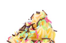 Soft Lemon Ise Cream. Sprinkles. Stock Photos Soft Lemon Ise Cream. Sprinkles. Stock Photos