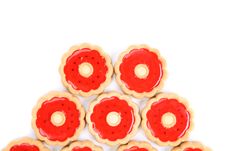 Five Rings Of Strawberry Biscuits. Stock Image