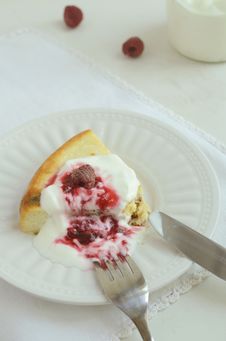 Cottage Cheese Baked Pudding With Raspberry Topping Stock Images Cottage Cheese Baked Pudding With Raspberry Topping Stock Images