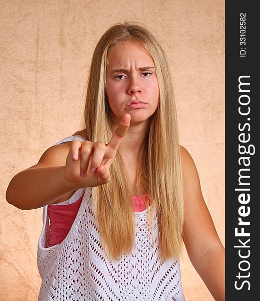 Teenage Female With Bandage On Finger. Teenage Female With Bandage On Finger