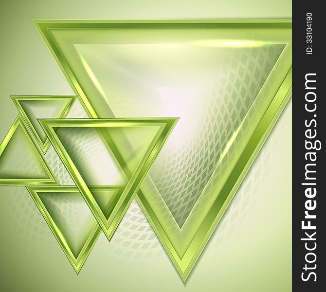 Green abstract background with triangles