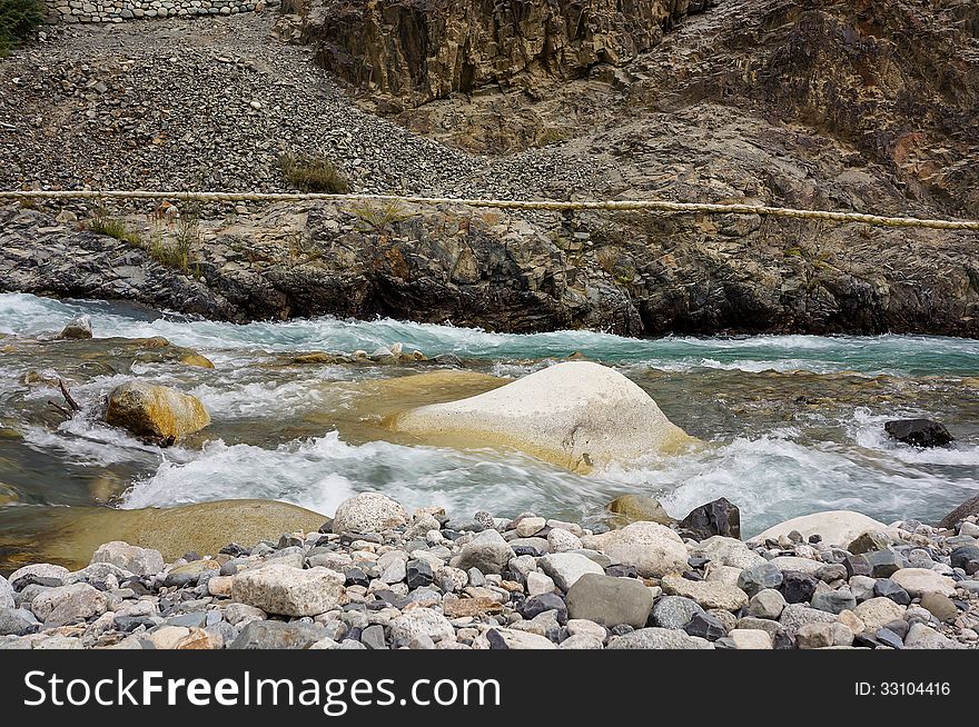 A stream during the way to Nubra Valley, Leh. A stream during the way to Nubra Valley, Leh.