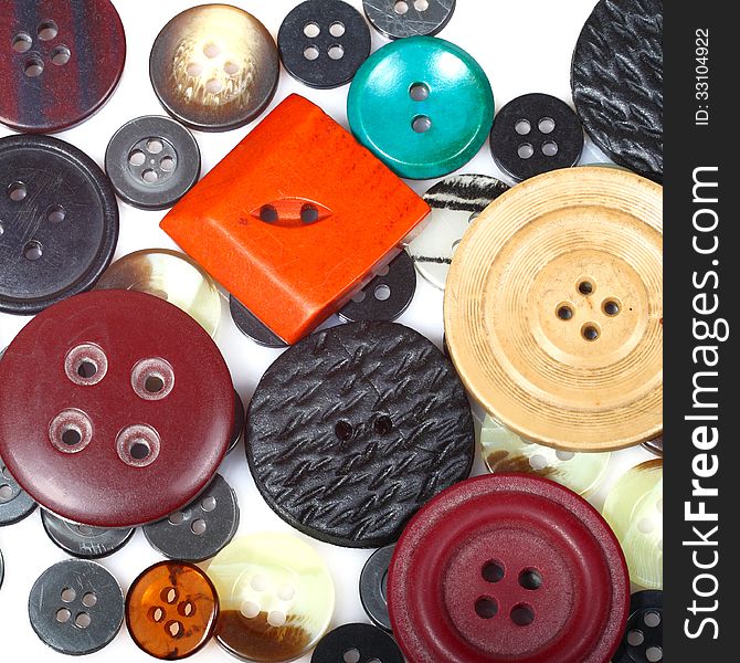 Multicolored buttons of different sizes and shapes