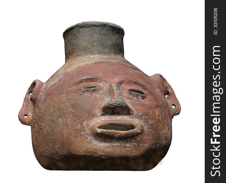 Ancient Mayan vessel isolated.