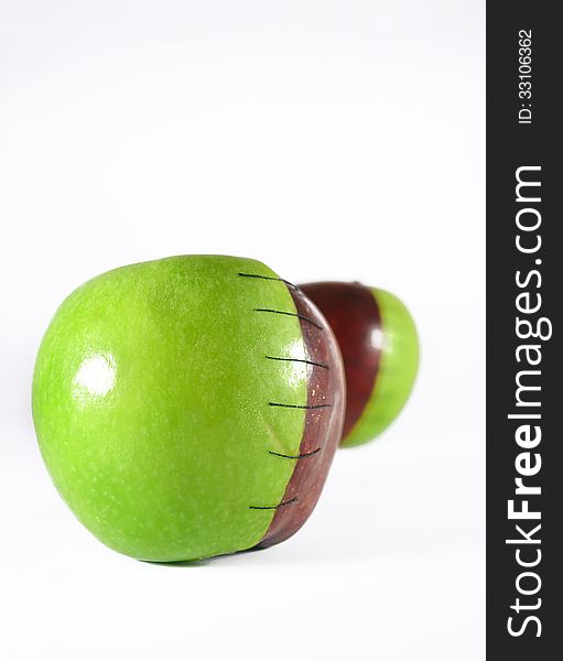 Creative green red apple photo