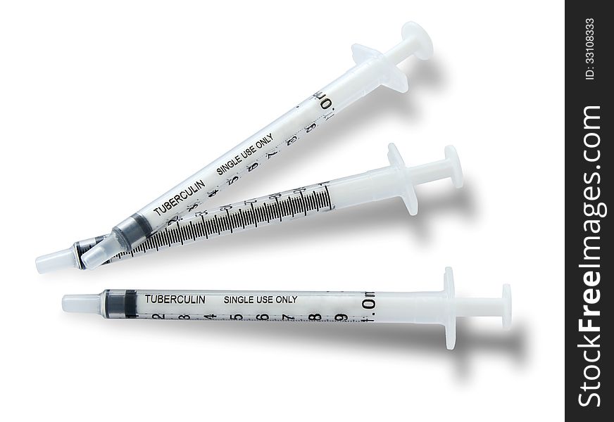 Medical syringe isolated on a white