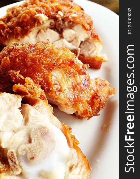 Close up image of fried chicken