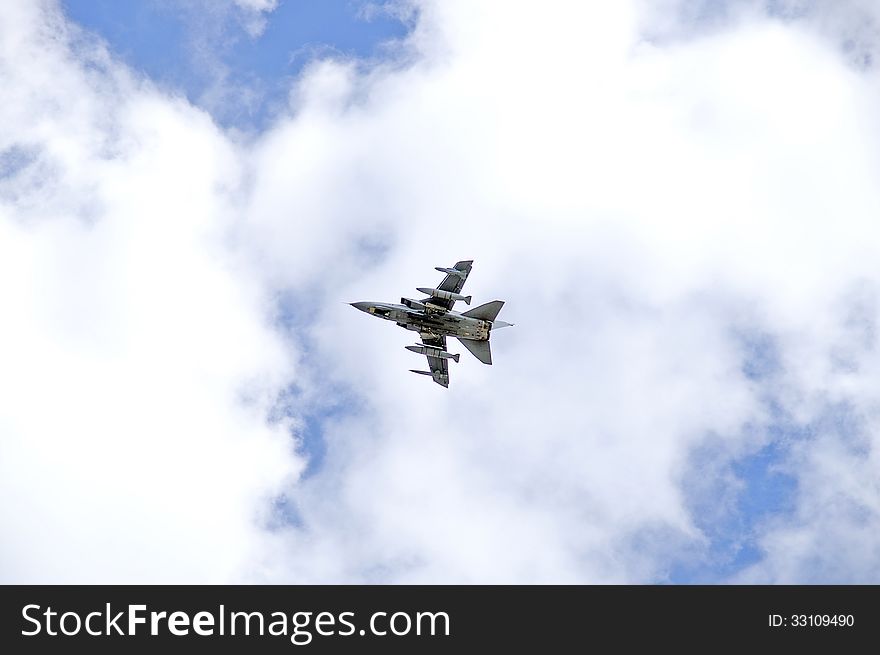 A swing wing Tornado fighter jet coming into land into Manston Airfield, Kent. This flew over Ramsgate harbor...ideal for aviation and aeroplane enthusiast and air shows