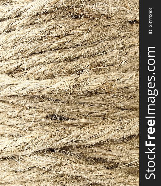 Closeup image of surface baffling hemp rope roll