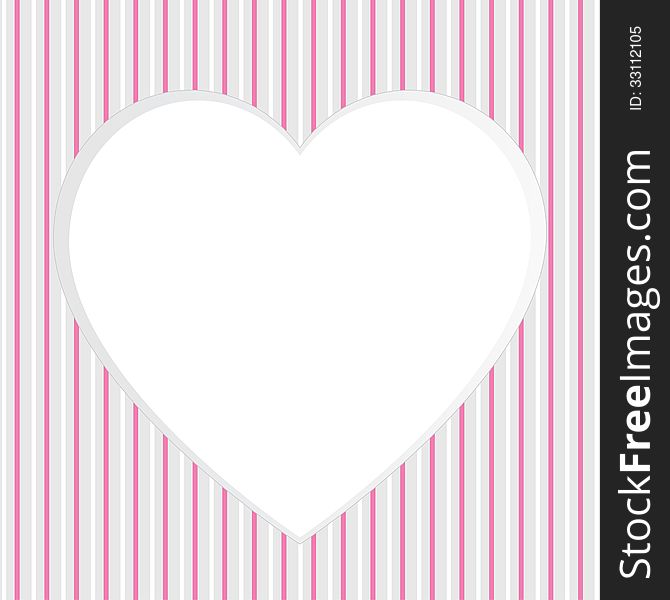 Vector illustration. Heart shape with copy space on striped background