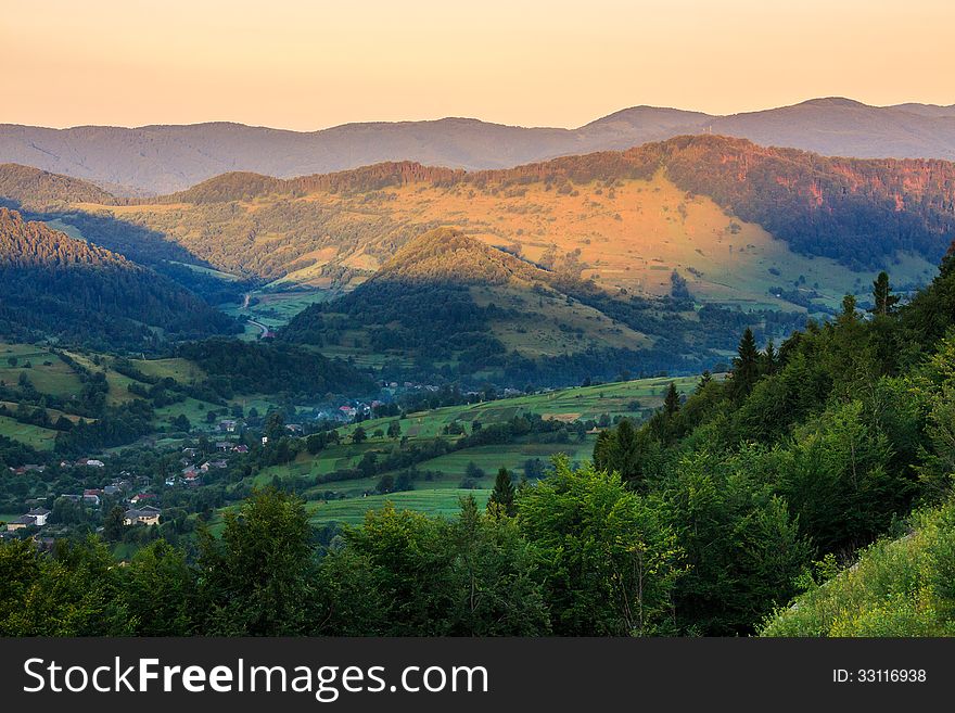 Panorama view of the settlements on the edge of a mountain. Panorama view of the settlements on the edge of a mountain