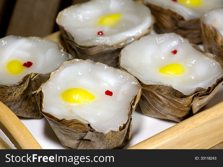 Traditional Basket shaped Chinese pudding kind of Chinese sweetmeat steamed in a basket