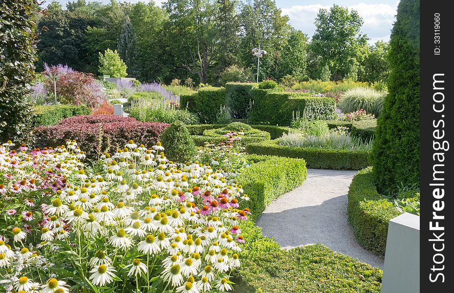 Colorful flower beds in park. Colorful flower beds in park