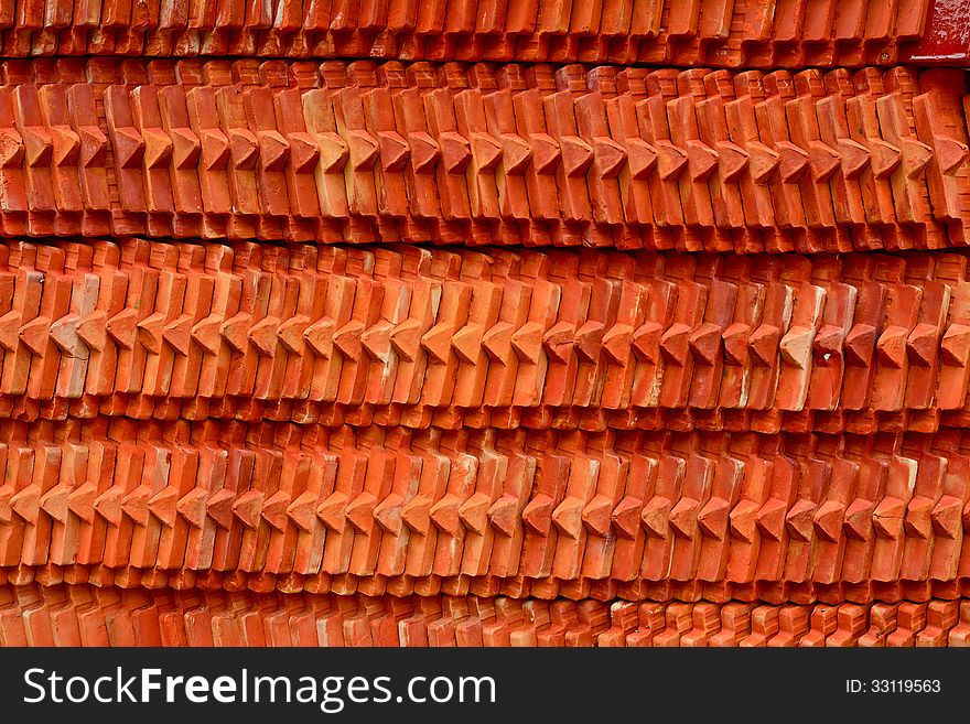 Roof tile stack of thai temple