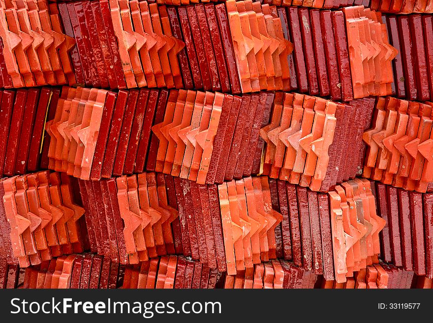 Roof tile stack of thai temple in thainland