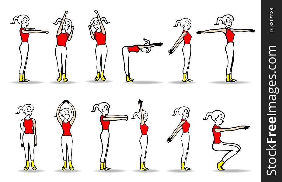 Women exercising basic posture. Women exercising basic posture.