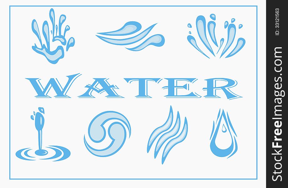 Water Icon Set. Vector Illustration.