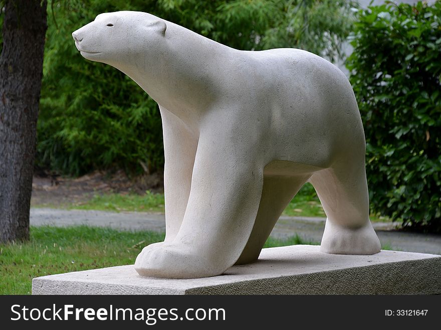 Sculpture of a white bear.