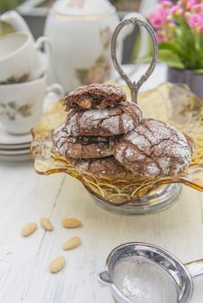 Chocolate And Almond Cookies Stock Photography Chocolate And Almond Cookies Stock Photography