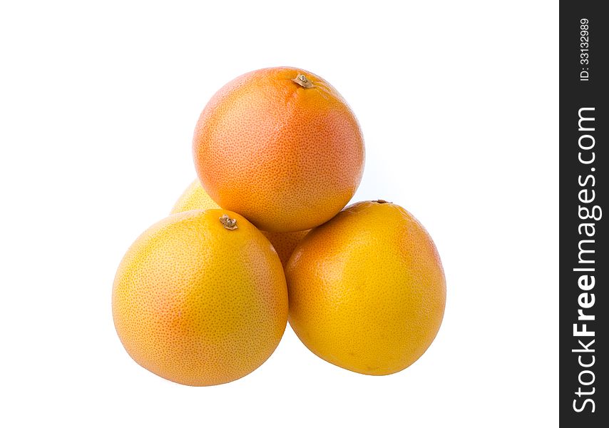 Ripe grapefruits isolated on white background