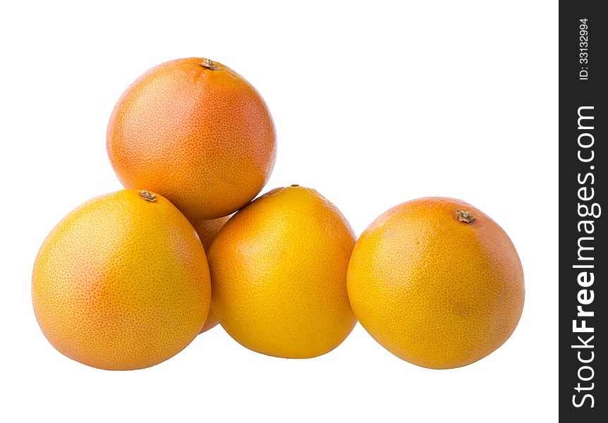 Ripe grapefruits isolated on white background