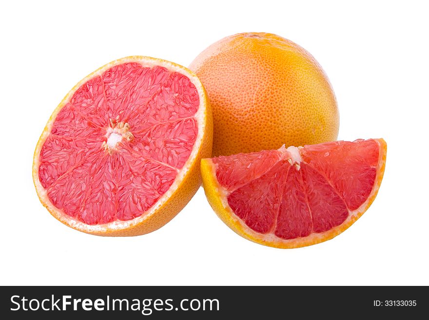 Ripe grapefruits isolated on white background