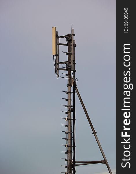 Pole mobile Telecommunication pillar in evening. Pole mobile Telecommunication pillar in evening