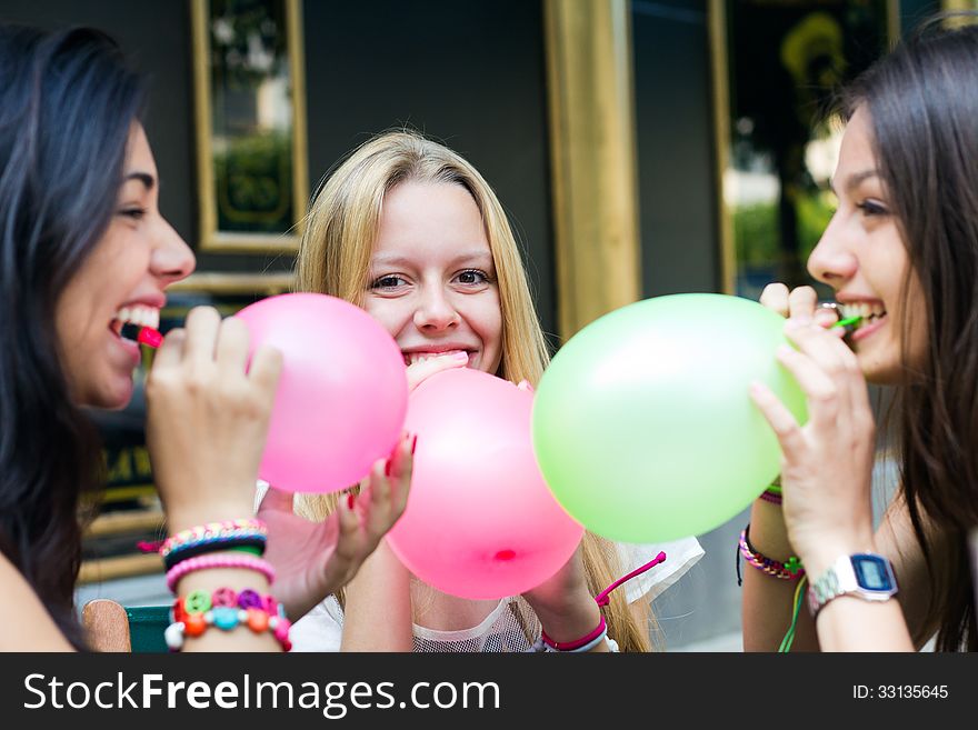 A group of young friends having a party